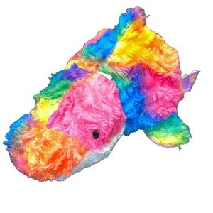 FLIPAZOO Rainbow Dolphin Pink Seal Stuffed Animal Reversible Plush Toy EUC